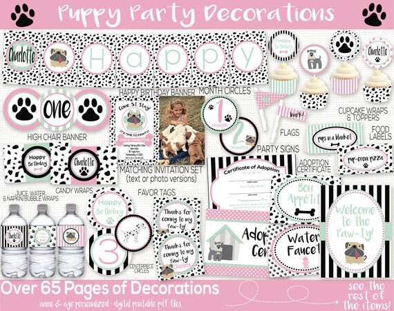Puppy Birthday Party Decorations, Dog Birthday Party Decorations, Girls Birthday, Puppy Invitation, Dog Invitation, 1st Birthday, Printable Il_570xn