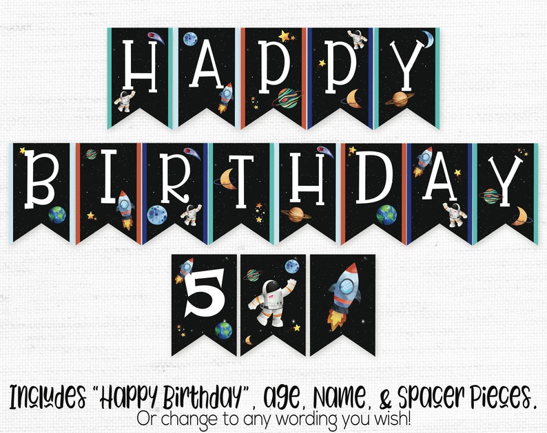 Outer Space Birthday Banner Outer Space Birthday Party | Etsy