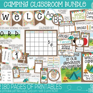 Camping Forest Classroom Theme Supplies and Decorations, Teacher Supply, Printable Camping Classroom Decoration and Supplies, Decor Bundle