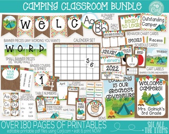 Camping Forest Classroom Theme Supplies and Decorations, Teacher Supply, Printable Camping Classroom Decoration and Supplies, Decor Bundle