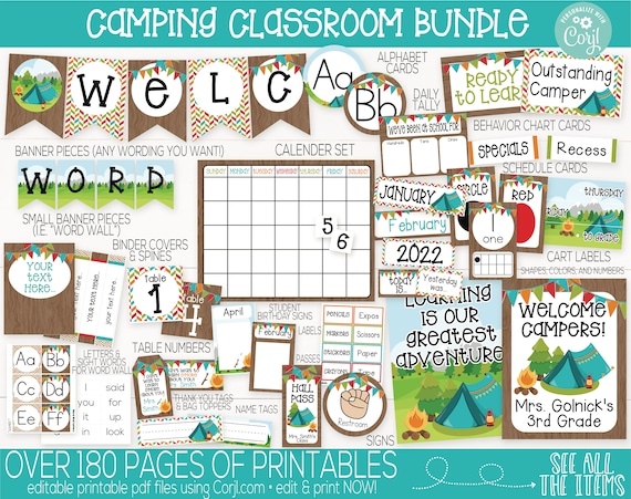 Camping Forest Classroom Theme Supplies and Decorations, Teacher Supply, Printable Camping Classroom Decoration and Supplies, Decor Bundle Il_570xn