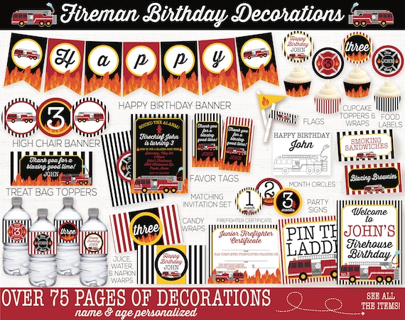 Fire Truck Birthday Party Decorations Firefighter Birthday Party