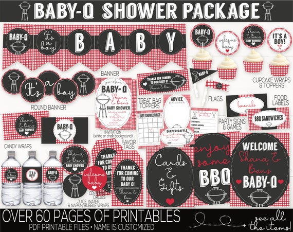 Baby Q Baby Shower Decorations, Baby Q Invitation, BBQ Baby Shower, Couples Baby Shower Decorations, Coed Baby Shower, Personalized Decor Il_570xn