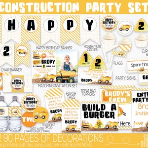 Construction Birthday Party Decorations & Invitation, Construction Theme, Dump Truck Decor, Truck Birthday, Boy First Birthday, 2nd Birthday