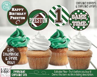 Football Cupcake Toppers, Football Birthday Party Decorations, Tailgate Party, Sports Birthday Party, Football Printable, Boys Birthday