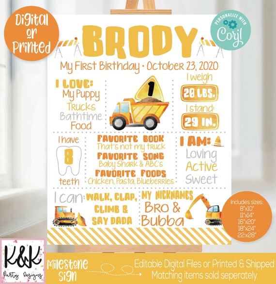 Construction Birthday Party Chalkboard Construction Birthday Etsy