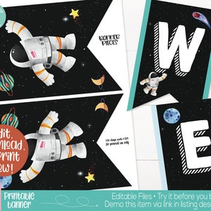 Outer Space Theme Classroom Banner Printable, Teacher Supply, Printable Classroom Teacher Decoration and Supplies, Space Welcome Back Banner