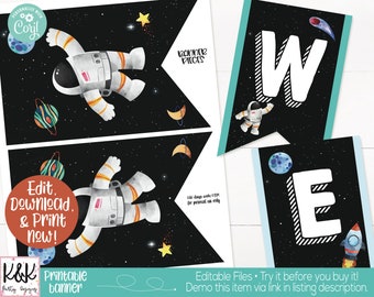 Outer Space Theme Classroom Banner Printable, Teacher Supply, Printable Classroom Teacher Decoration and Supplies, Space Welcome Back Banner