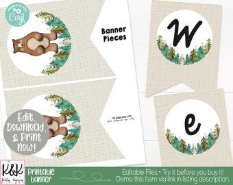 Woodland Classroom Banner Printable, Woodland Forest Theme, Teacher Supply, Classroom Teacher Decoration and Supplies, Welcome Back Banner