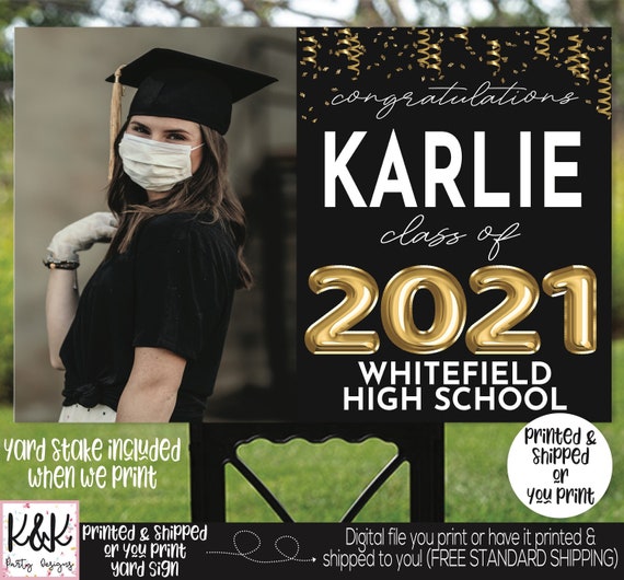 Graduation Yard Sign, Class of 2021, Graduation Party Signs, Congrats Grad Sign, 2021 Senior Year Sign, Personalized Picture Graduation Sign Il_570xn