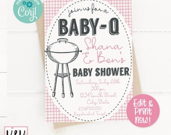 Baby Q Baby Shower Decoration, Baby Q Invitation, BBQ Baby Shower