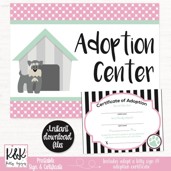 Puppy Dog Adoption Party Certificate, Puppy Dog Adoption, Puppy Dog Party Printable, Adopt A Puppy Dog, Pet Adoption Party, Puppy Decoration Il_570xn