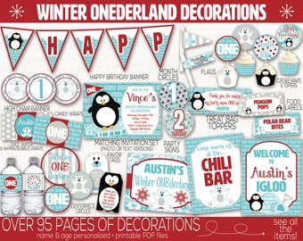 Winter Onederland Birthday Party Decorations, Penguin Birthday Party Decorations, Winter Boys 1st Birthday, First Birthday, wonderland