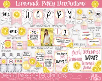 Pink Lemonade Birthday Party Decorations, Lemonade Stand, Pink Lemonade Invitation, Summer Party, Girls 1st Birthday, First Birthday, Print