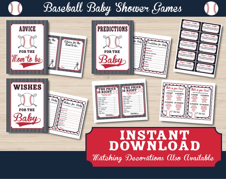 Baseball Baby Shower Games Baseball Wishes For Baby Etsy