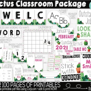 Cactus Classroom Theme Supplies and Decorations, Teacher Supply, Printable Classroom Teacher Decoration and Supplies, Classroom Decor Bundle