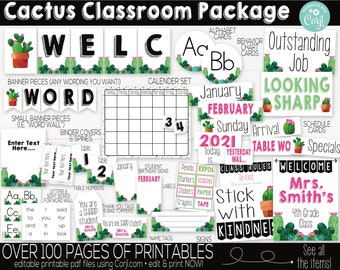 Cactus Classroom Theme Supplies and Decorations, Teacher Supply, Printable Classroom Teacher Decoration and Supplies, Classroom Decor Bundle