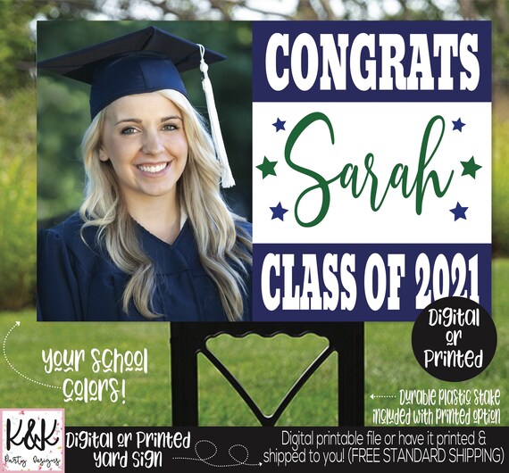 Graduation Yard Sign, Class of 2021, Graduation Party Signs, Congrats Grad Sign, 2021 Senior Year Sign, Personalized Senior Graduation Sign Il_570xn