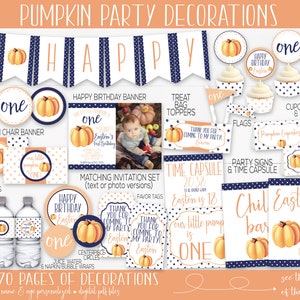 Little Pumpkin Birthday Party Decorations, Pumpkin First Birthday, Pumpkin 1st Birthday, Boy Birthday, Fall Birthday, Invitation, Printable