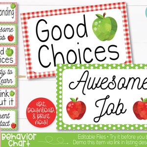 Apple Theme Classroom Editable Behavior Clip Chart Printable, Apple Teacher Supply, Apple Printable Classroom Teacher Decoration & Supplies