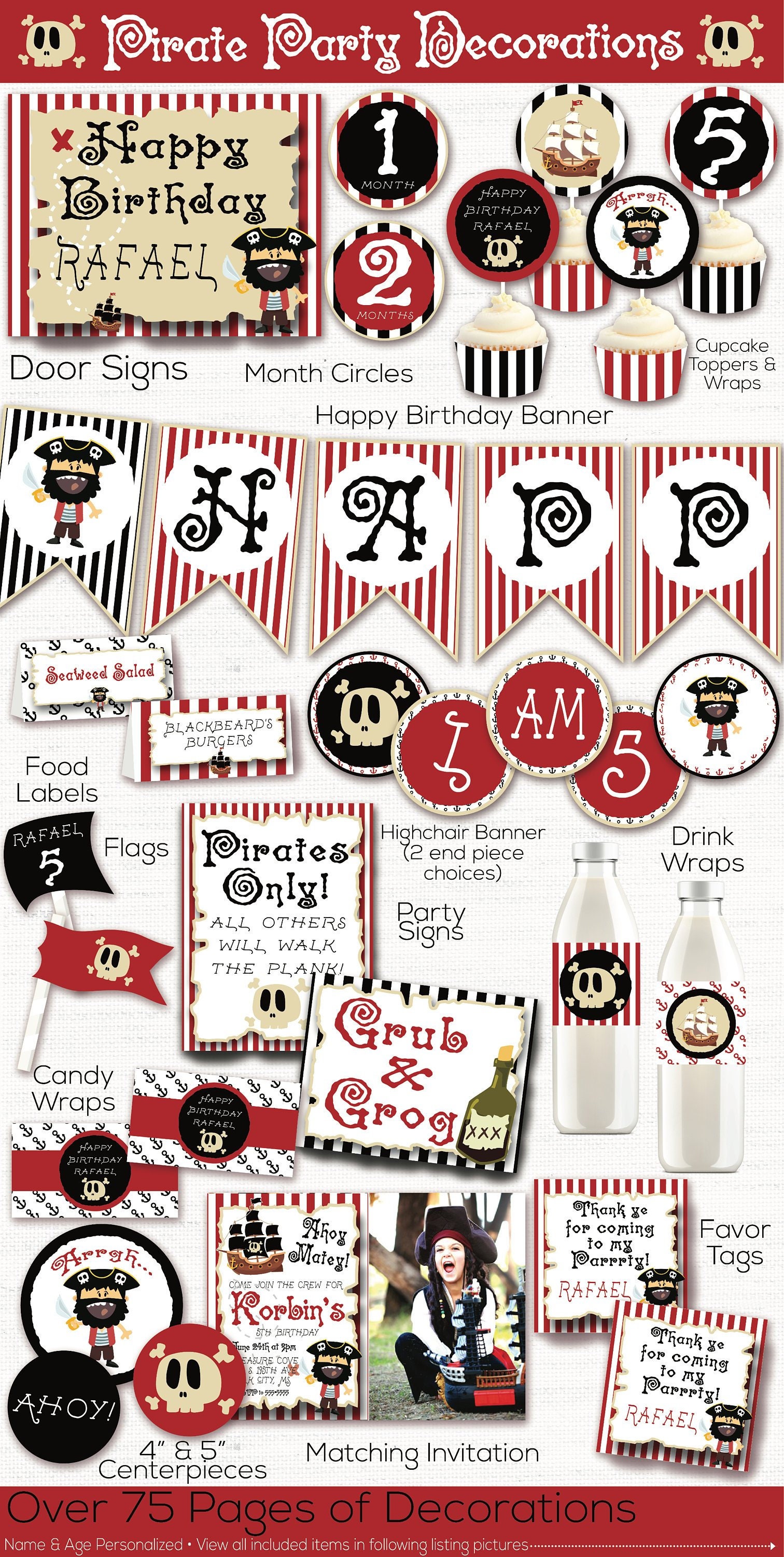Pirate Birthday Party Decorations, Pirate Birthday Party