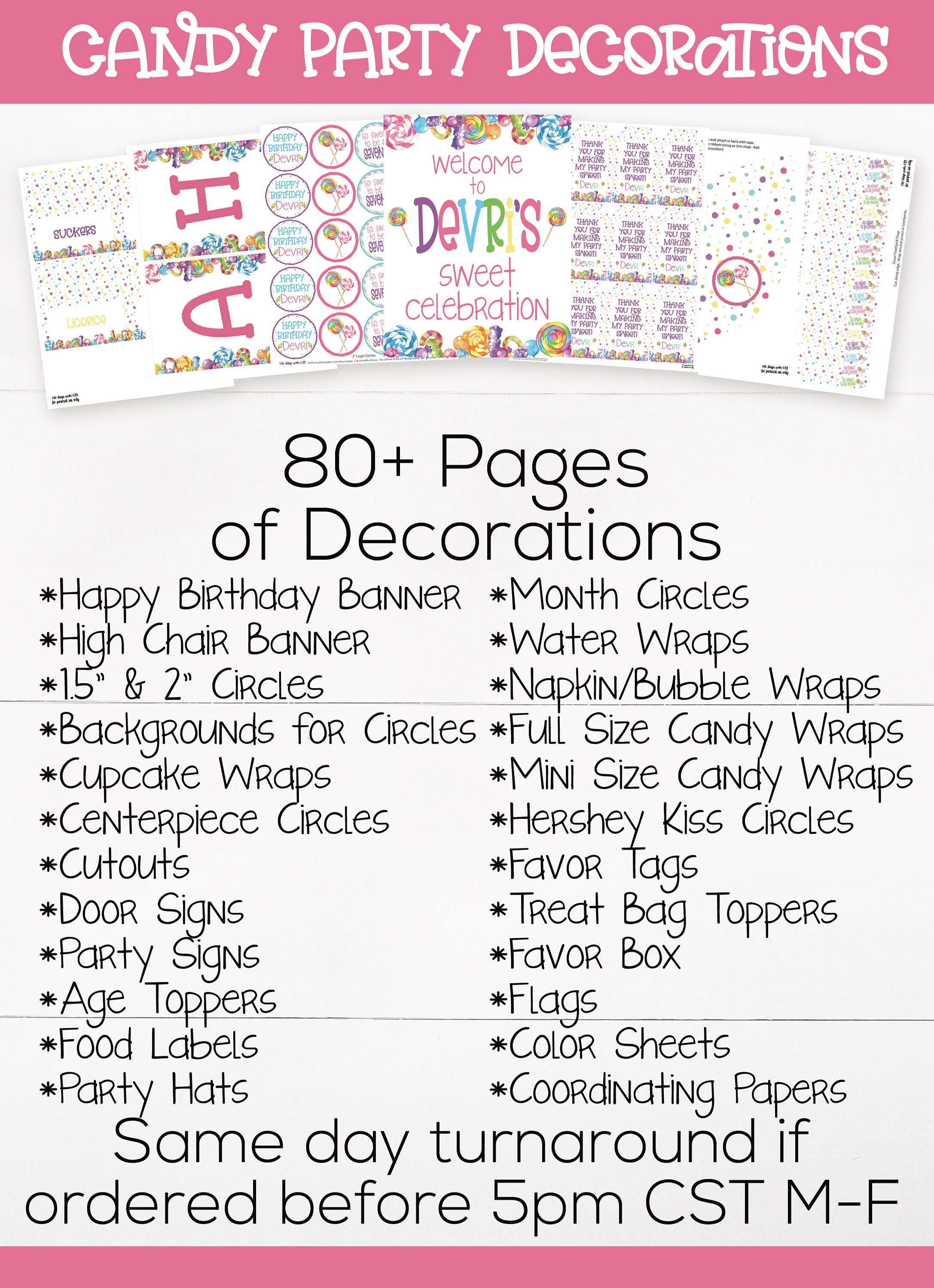 Candy Birthday Party Decorations Printable Candy Land | Etsy