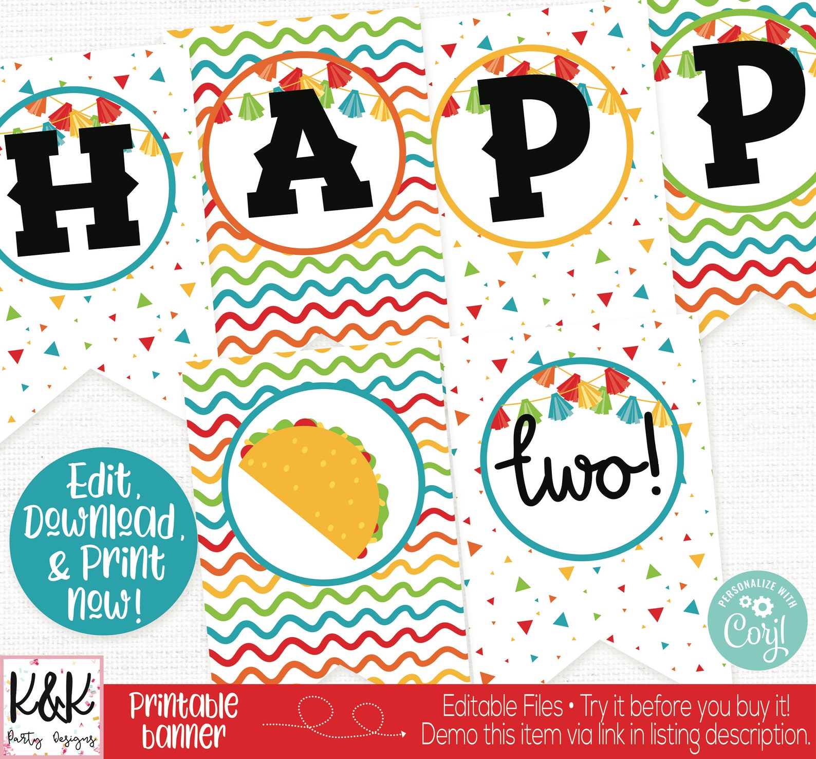 Mexikanisches Birthday Banner - Taco & Esel Motto, Fiesta Dekoration