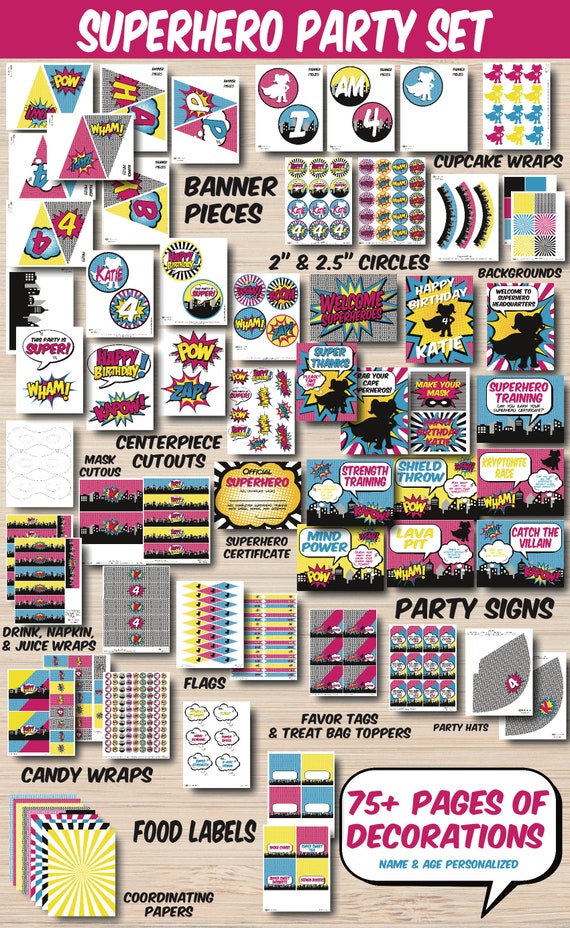 Girl Superhero Birthday Superhero Party Decorations Girl Etsy