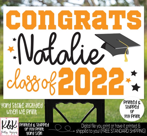 Graduation Yard Sign, Class of 2022, Graduation Party Signs, Congrats Grad Sign, 2022 Senior Year Sign, Personalized Senior Graduation Sign Il_570xn