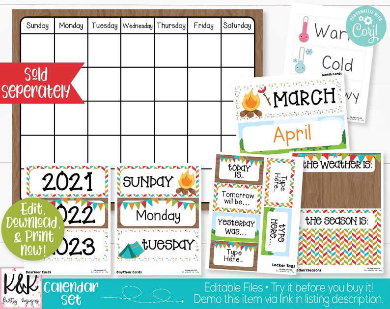 Camping Theme Classroom Editable Behavior Clip Chart - Etsy