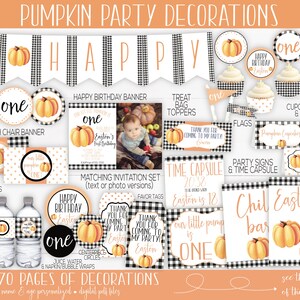 Little Pumpkin Birthday Party Decorations Pumpkin First Birthday Pumpkin 1st Birthday Buffalo Plaid Check Fall Birthday Invitation Printable