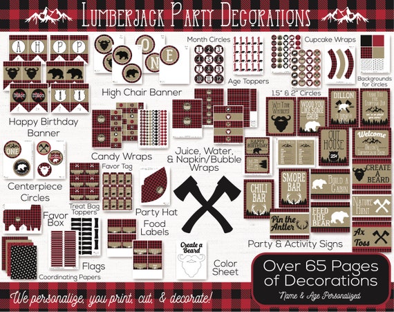 Lumberjack Birthday - Lumberjack 1st Birthday Decorations - Lumberjack First Birthday - Lumberjack Party - Lumberjack Birthday Decorations Il_570xn
