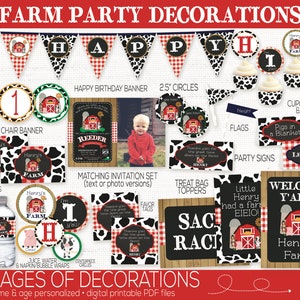 Farm Birthday Party Decorations, Barnyard Birthday Decorations, Farm Animals Decorations, Farm Invitation, First Birthday 1st Birthday