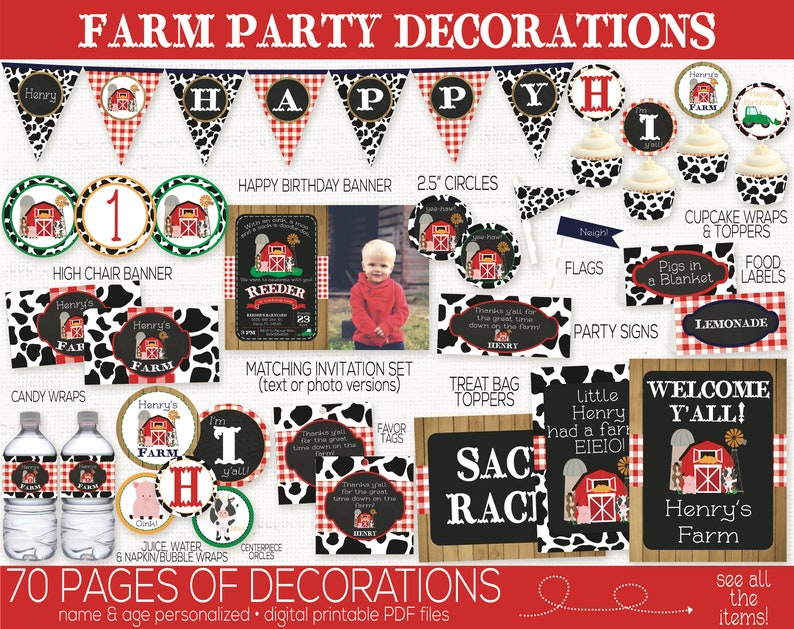Barnyard Birthday Decorations Barnyard Birthday Farm Etsy