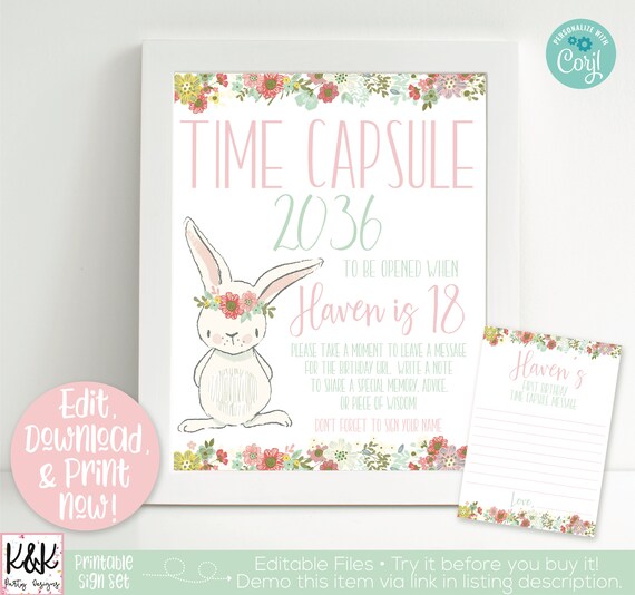 Bunny Birthday Time Capsule Sign, Some Bunny is One, First Birthday Time Capsule Sign, Bunny Birthday Party Decorations, Bunny Baby Shower Il_570xn