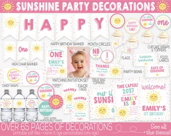 You Are My Sunshine Birthday Party Decoration, Our Little Sunshine, Summer Birthday, Girl 1st Birthday, First Birthday, Sunshine Party Decor
