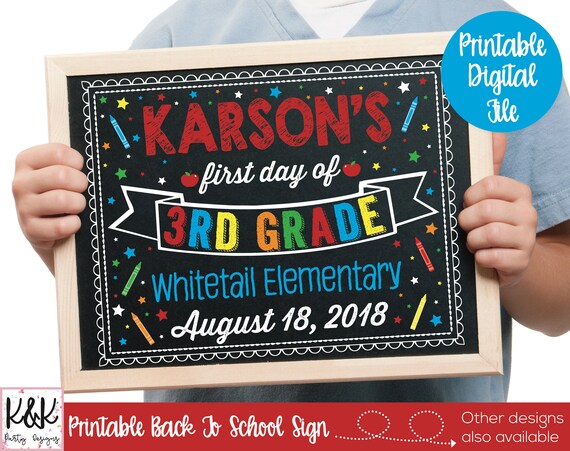 First Day of School Sign Printable, Back to School Chalkboard, 1st Day of School Sign, First Day of School Chalkboard Sign, Photo Prop Il_570xn