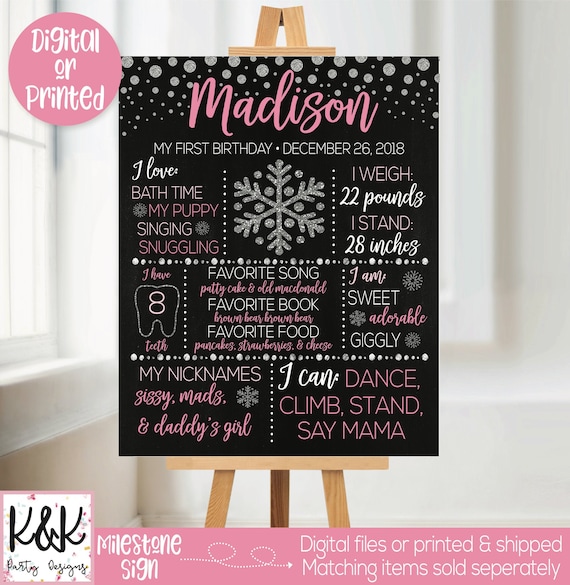 Winter Onederland Birthday Chalkboard Sign, Winter Onederland Birthday Party Decorations, Girl First Birthday Chalkboard, Winter Birthday Il_570xn
