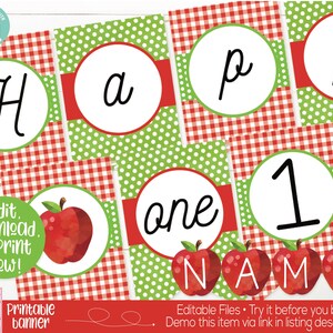 Apple Birthday Banner, Apple Birthday Party Decorations, Apple of our eye, Apple Orchard, Girls Birthday, 1st Birthday, First Birthday Banne immagine 1