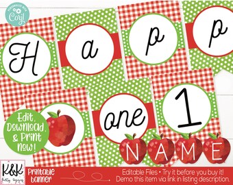 Apple Birthday Banner, Apple Birthday Party Decorations, Apple of our eye, Apple Orchard, Girls Birthday, 1st Birthday, First Birthday Banne