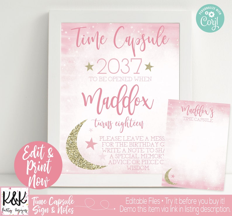 Twinkle Twinkle Little Star Birthday Time Capsule Sign First Etsy