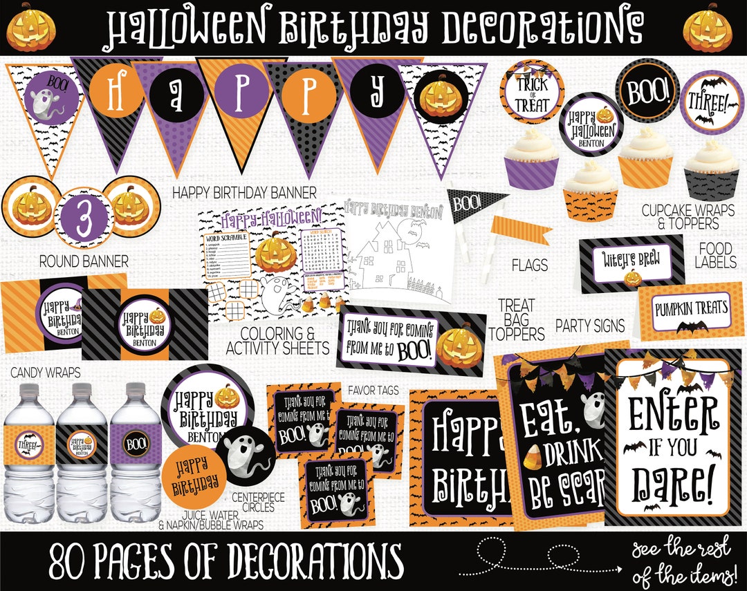 Halloween Birthday Party Decorations, Halloween Party Printable ...
