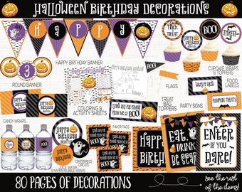 Halloween Birthday Party Decorations, Halloween Party Printable, Halloween Birthday, Kids Halloween, Halloween Supplies, Halloween Printable