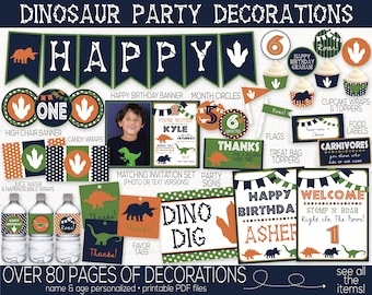 Dinosaur Birthday Party Decorations, Dinosaur Birthday Party Invitation, Dinosaur Printable, Boys Birthday Decorations, Dinosaur Banner