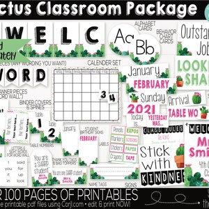 Cactus Classroom Calendar Set Printable, Cactus Theme, Teacher Supply, Printable Classroom Teacher Decoration and Supplies, Calendar Board image 5
