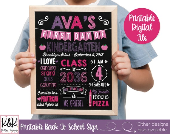 First Day of School Sign Printable, Back to School Chalkboard, 1st Day of School Sign, First Day of School Chalkboard Sign, Photo Prop Il_570xn