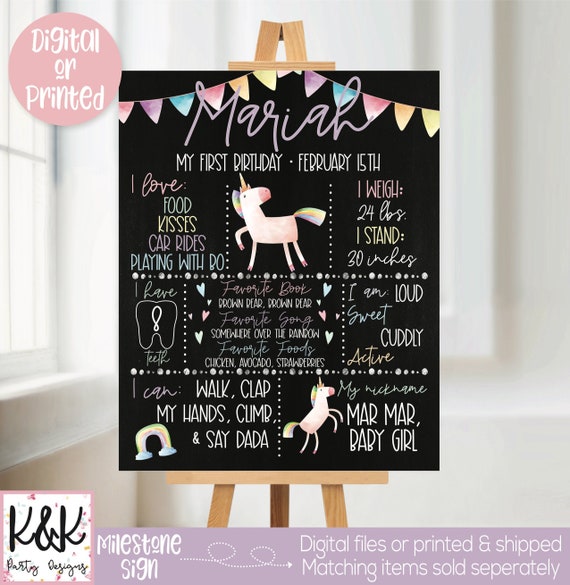 Unicorn Birthday Party Chalkboard, Unicorn Birthday Party Decorations, Unicorn Sign, Chalkboard Sign, First Birthday, 1st Birthday Sign Il_570xn