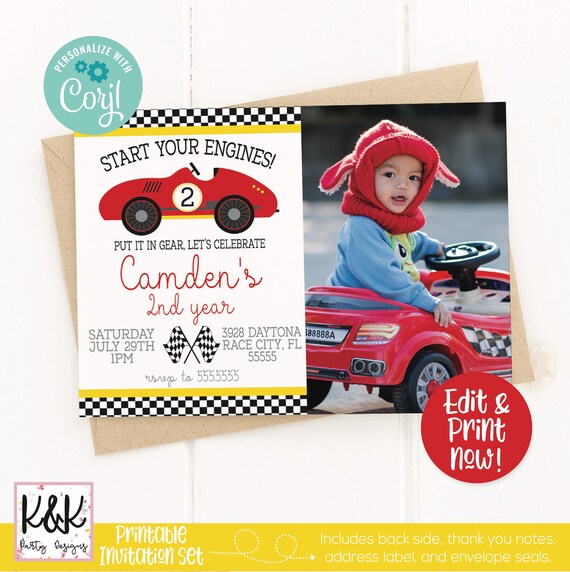 Race Car Birthday Party Invitation & Decorations, Racing Birthday Party, Race Car Printable, Boys Birthday, 1st Birthday, First Birthday Il_570xn
