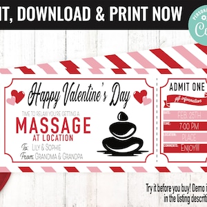 Valentine's Surprise Massage Spa Trip Gift Voucher, Spa Trip Gift Printable Template Gift Card, Editable Instant Download Gift Certificate