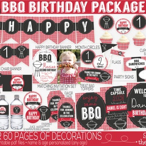 BBQ Birthday Party Decorations, Barbecue Birthday Party Decorations, BBQ Invitation, Summer Birthday Party Decorations, Printable PDF Files